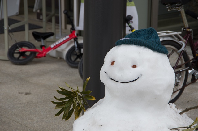 帽子を被った雪だるま